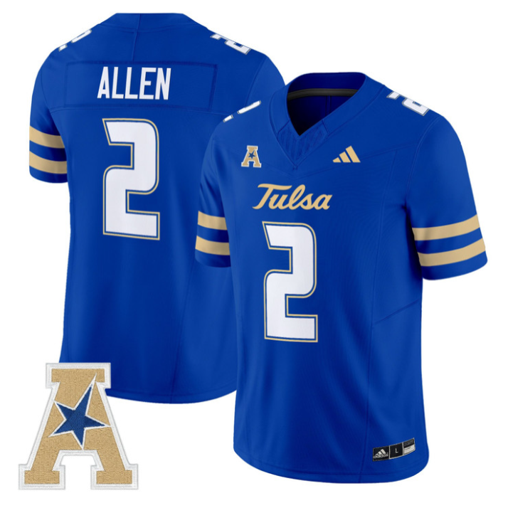 Ajay Allen Jersey #2 Tulsa Golden Hurricane 2025 Vapor Limited Stitched Royal