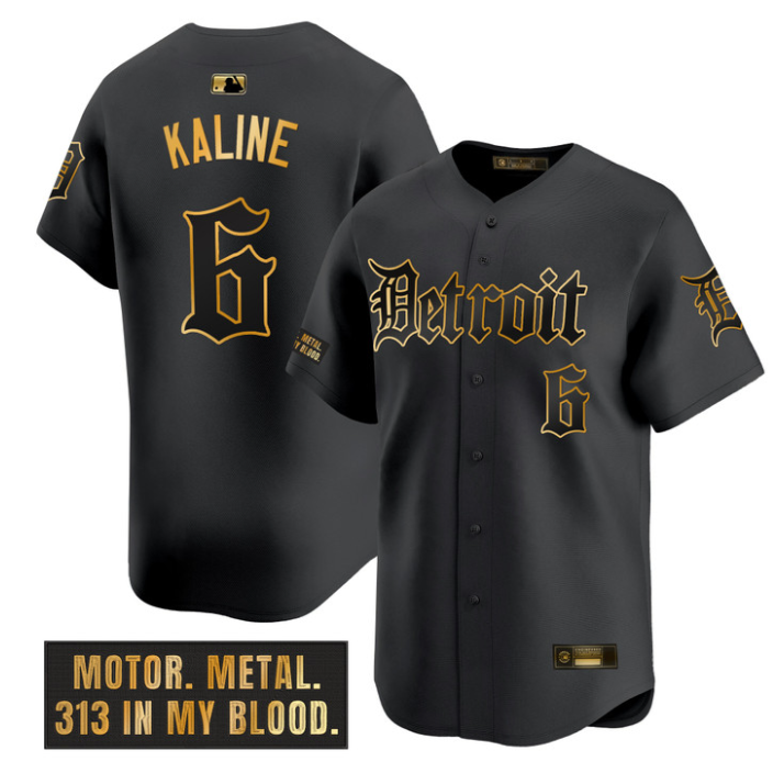 Al Kaline Jersey #6 Detroit Tigers Motor Gothic Edition Stitched Black Gold