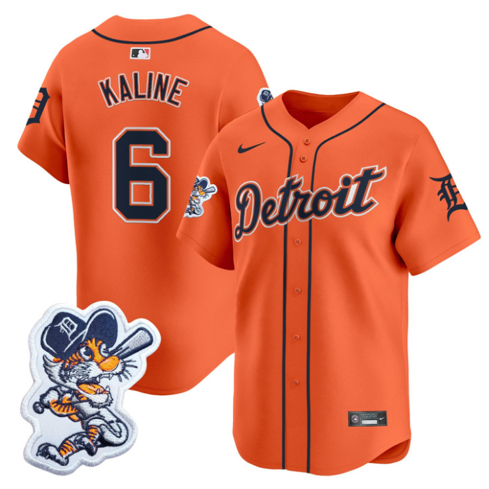 Al Kaline Jersey #6 Detroit Tigers Paws Patch Vapor Premier Limited Stitched Orange