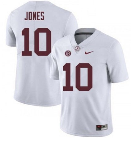 Alabama Crimson Tide #10 Mac Jones Football White Jersey