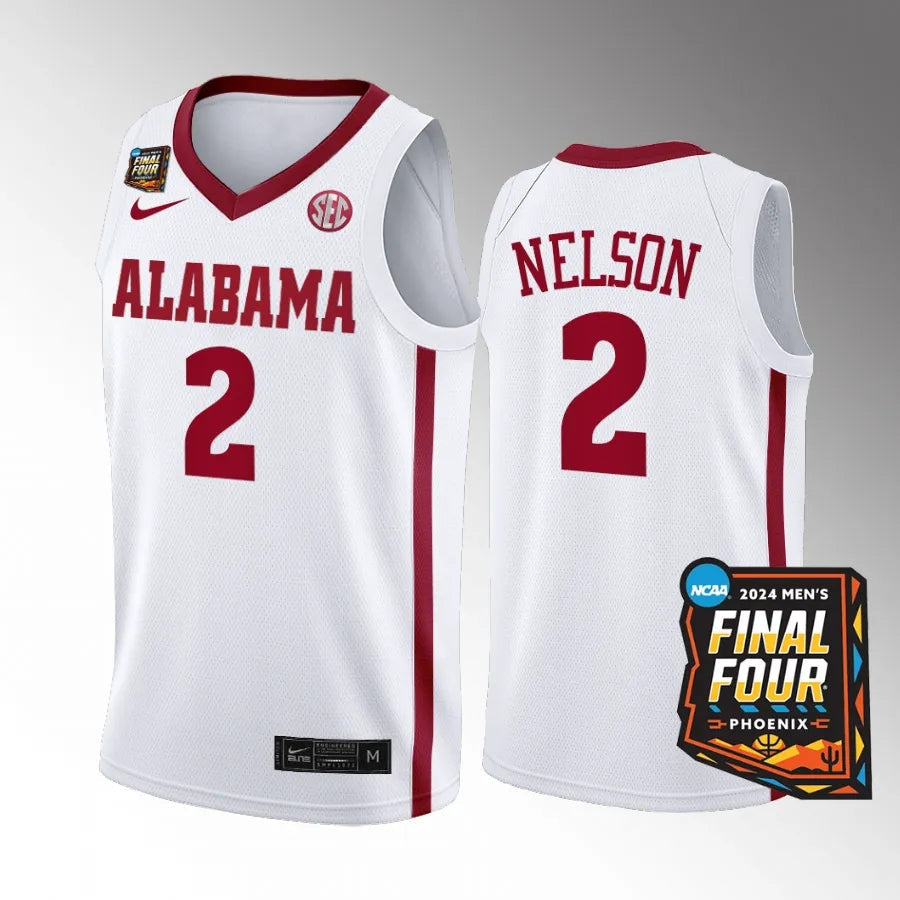 Alabama Crimson Tide #2 Grant Nelson Jersey 2024 NCAA March Madness Final Four
