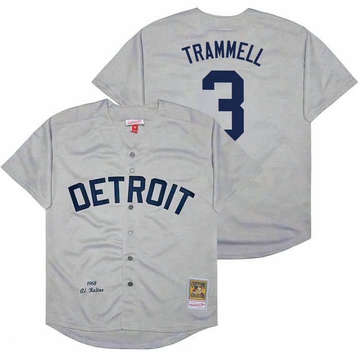 Alan Trammell Jersey #3 Detroit Tigers Throwback Cooperstown Stitched Gray