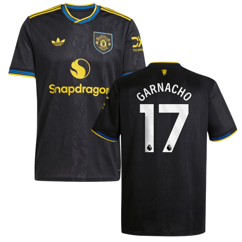 Alejandro Garnacho 17 Manchester United 2025-26 Third Match Jersey – Black