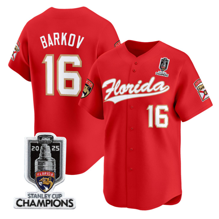 Aleksander Barkov Jersey #16 Florida Panthers 2025 Stanley Cup Champions Red