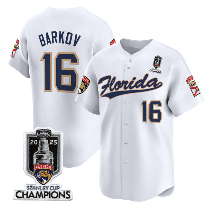 Aleksander Barkov Jersey #16 Florida Panthers 2025 Stanley Cup Champions White