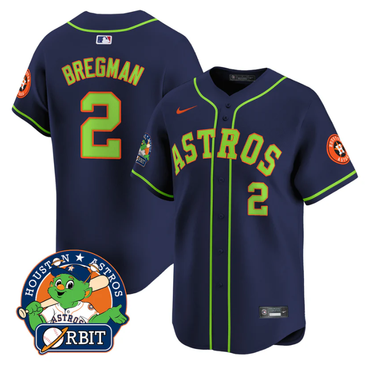 Alex Bregman Jersey #2 Astros Orbit Patch Vapor Premier Limited V2 Stitched Navy