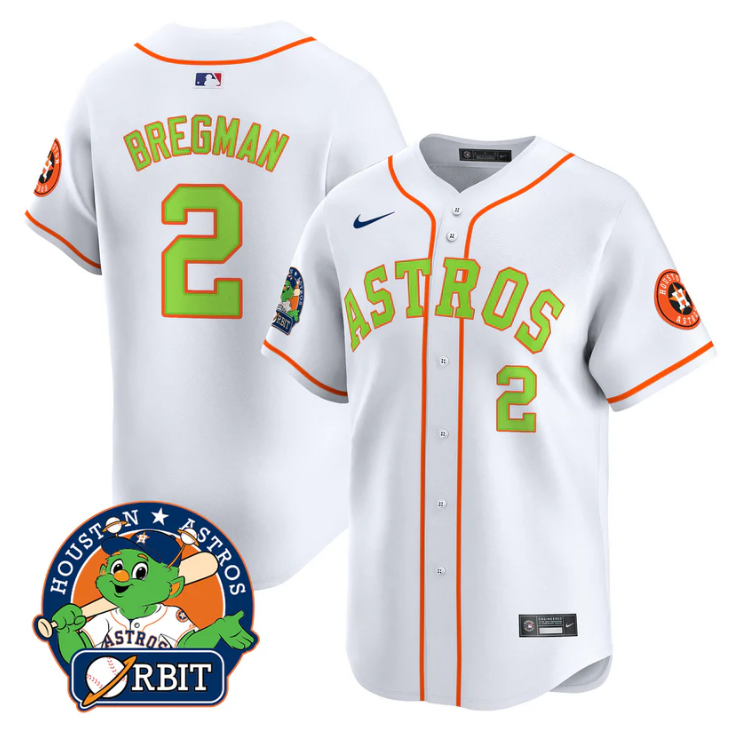 Alex Bregman Jersey #2 Astros Orbit Patch Vapor Premier Limited V2 Stitched White