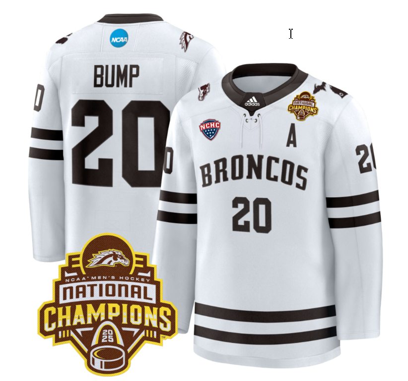 Alex Bump Jersey #20 Western Michigan Broncos 2025 National Champions Patch Premium Stitched White