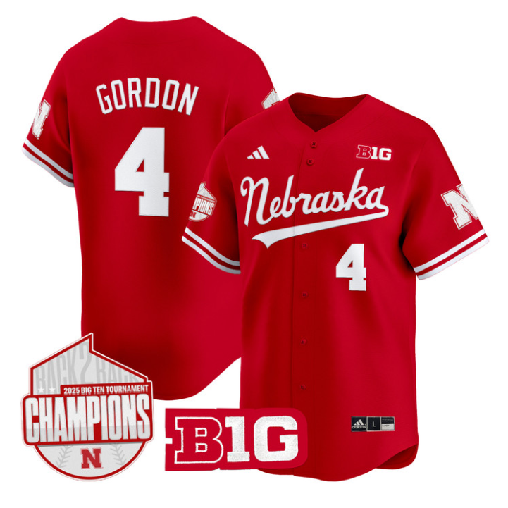 Alex Gordon Jersey #4 Nebraska Huskers Back 2 Back Champions Patch Vapor Stitched Scarlet