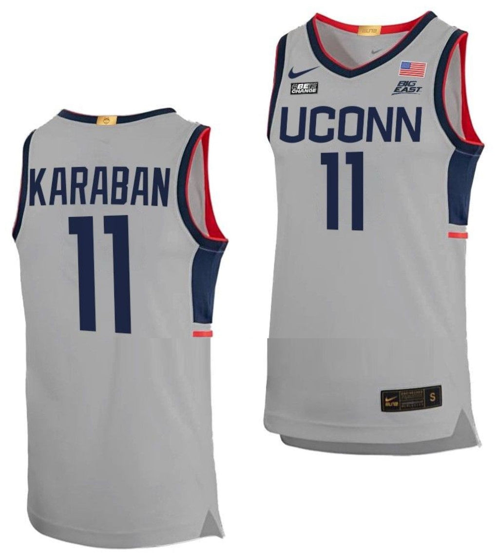 Alex Karaban Jersey UConn Huskies College Basketball Limited Gray #11