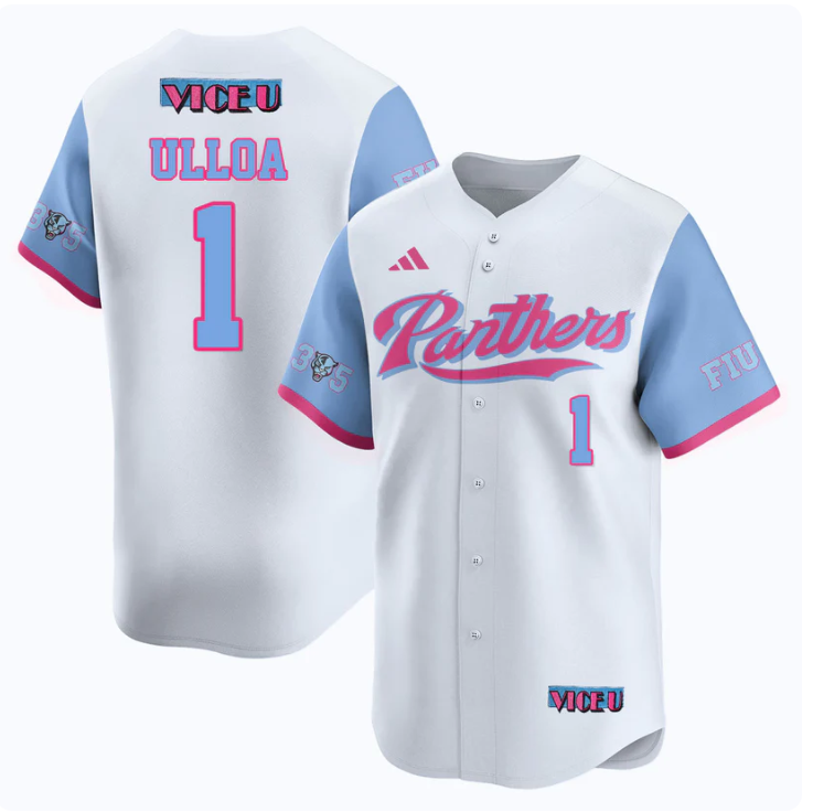 Alex Ulloa Jersey #1 FIU Baseball 2025 Vice U Stitched White