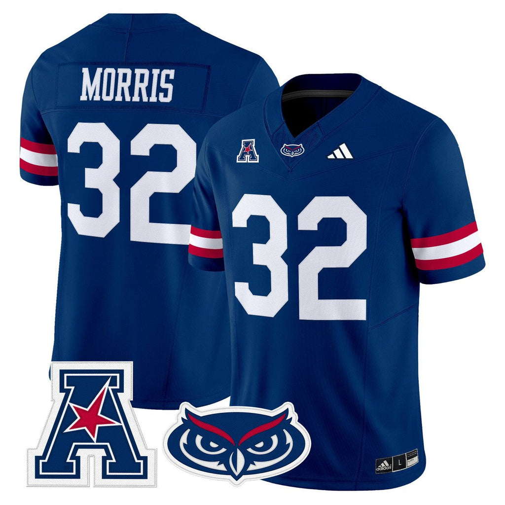Alfred Morris Jersey #32 Florida Atlantic Owls 2025 All Stitched Blue