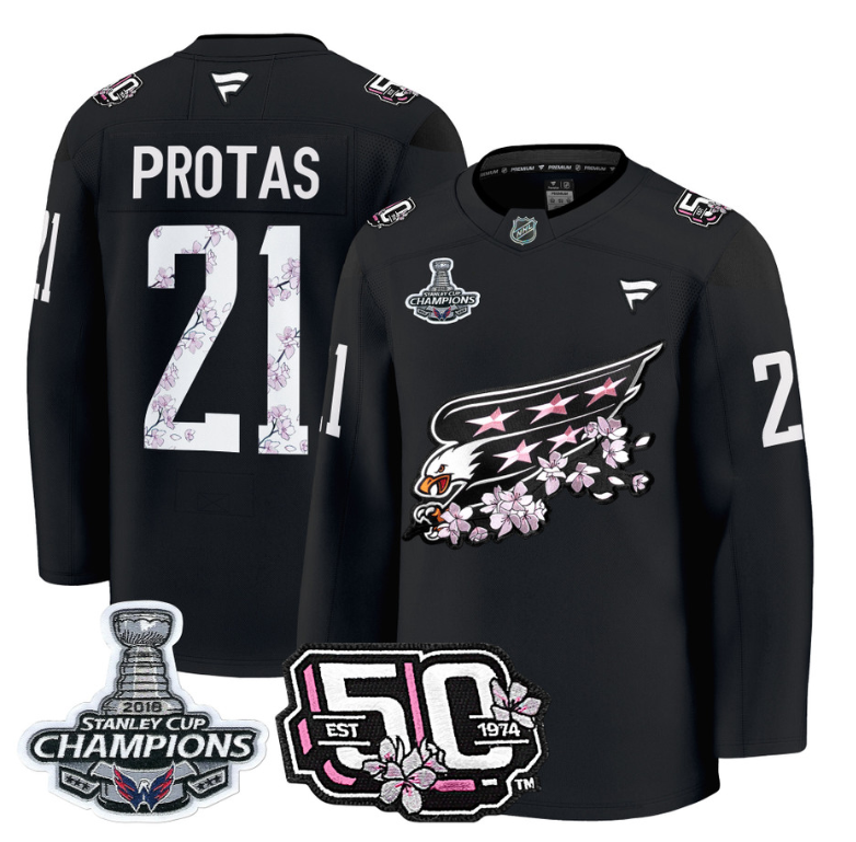 Aliaksei Protas Jersey #21 Washington Capitals 50th 2018 Stanley Cup Champions Patch Black
