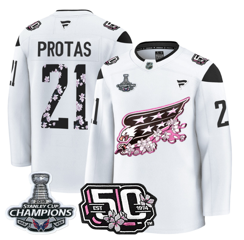 Aliaksei Protas Jersey #21 Washington Capitals 50th 2018 Stanley Cup Champions Patch White
