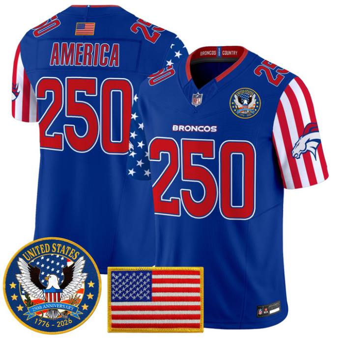America Jersey #250 Broncos America 250 Edition Vapor Limited Stitched