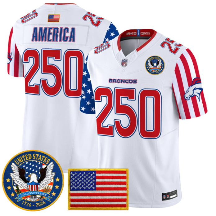 America Jersey #250 Broncos America 250 Edition Vapor Limited Stitched