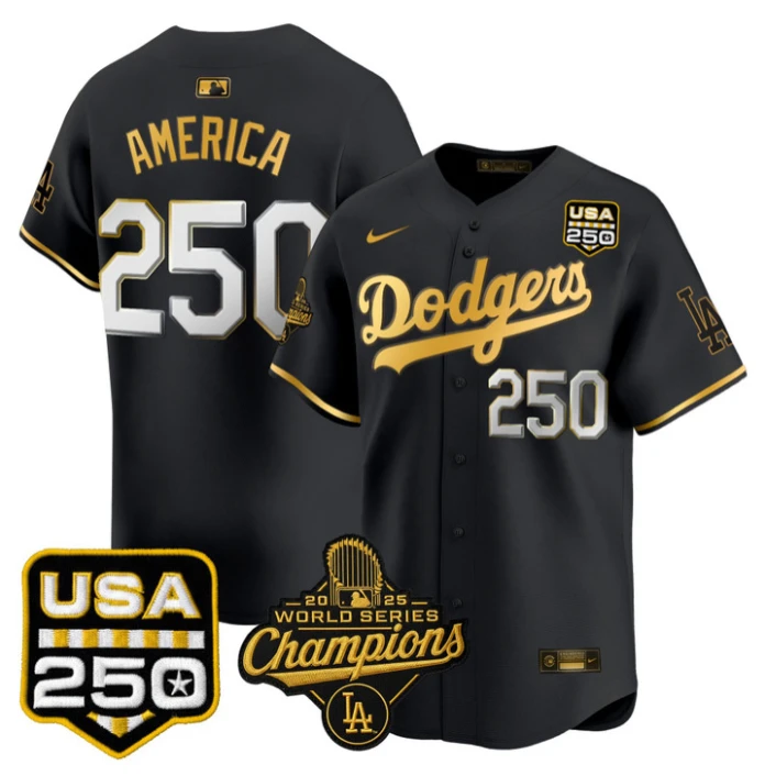 America Jersey #250 Dodgers 2025 World Series Champions 250 America Stitched