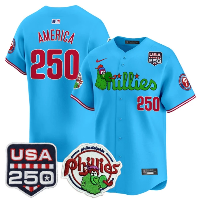America Jersey #250 Philadelphia Phillies Phanatic 250 USA Stitched