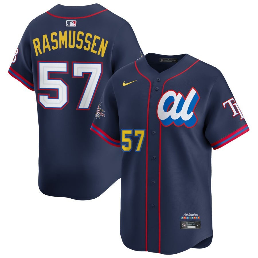 American League Drew Rasmussen #57 Navy 2025 All-Star Limited Jersey Stitched
