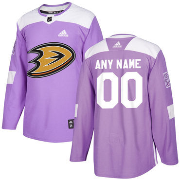 Anaheim Ducks Purple Pink Custom Hockey Fights Cancer Practice Jersey