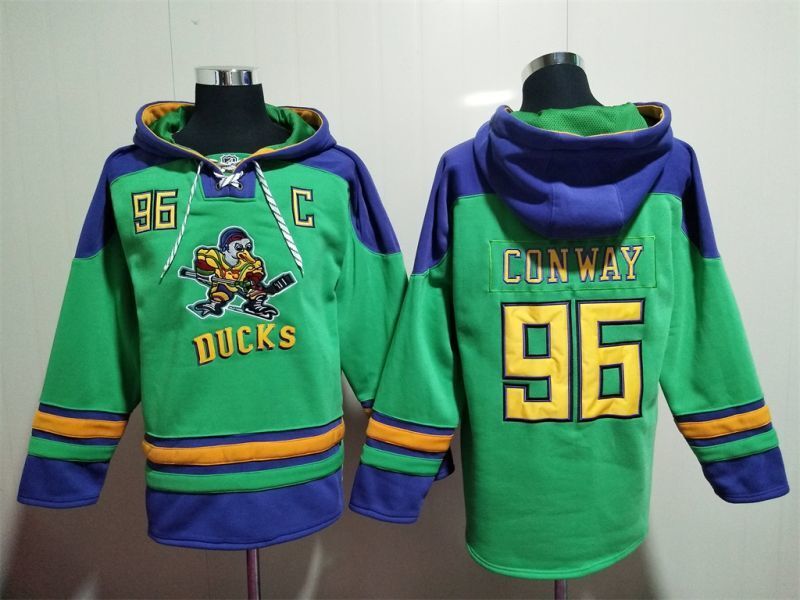 Anaheim Ducks #96 Charlie Conway Pullover Hoodie Green