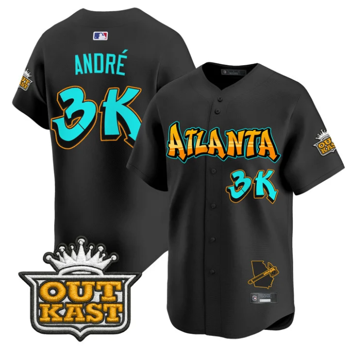André Jersey #3K Atlanta Braves Graffiti A-Town Edition Stitched Black