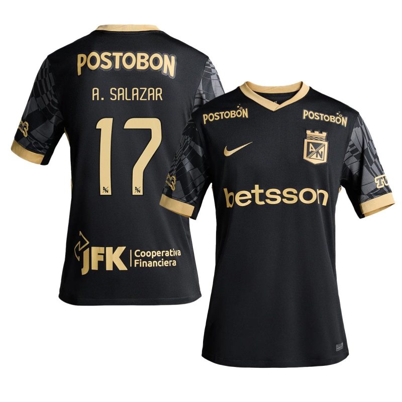 Andrés Salazar 17 Atlético Nacional 2025-26 Away Men Jersey – Black