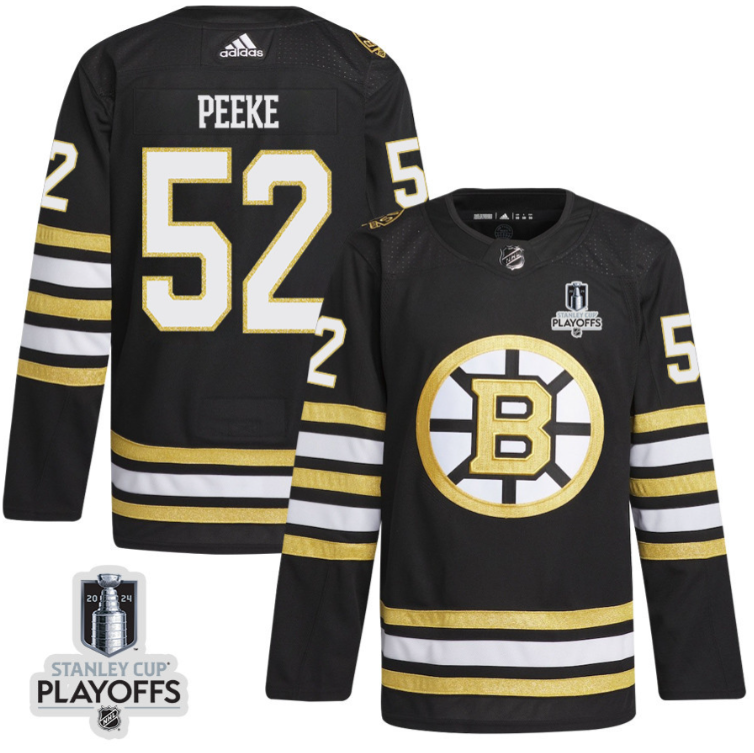 Andrew Peeke 52 Boston Bruins 2024 NHL Playoffs Patch Home Jersey - Men, Black