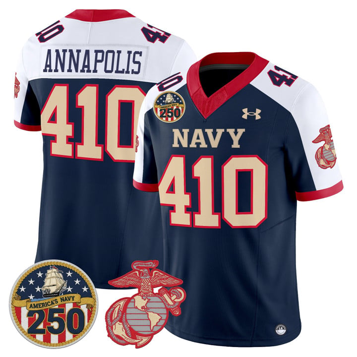 Annapolis Jersey #410 Navy Midshipmen USMC 250th Patch Stitched