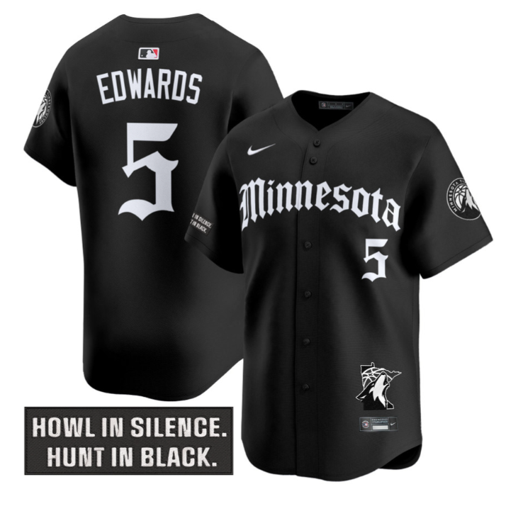 Anthony Edwards Jersey #5 Minnesota Timberwolves Gothic North Howl Edition Black