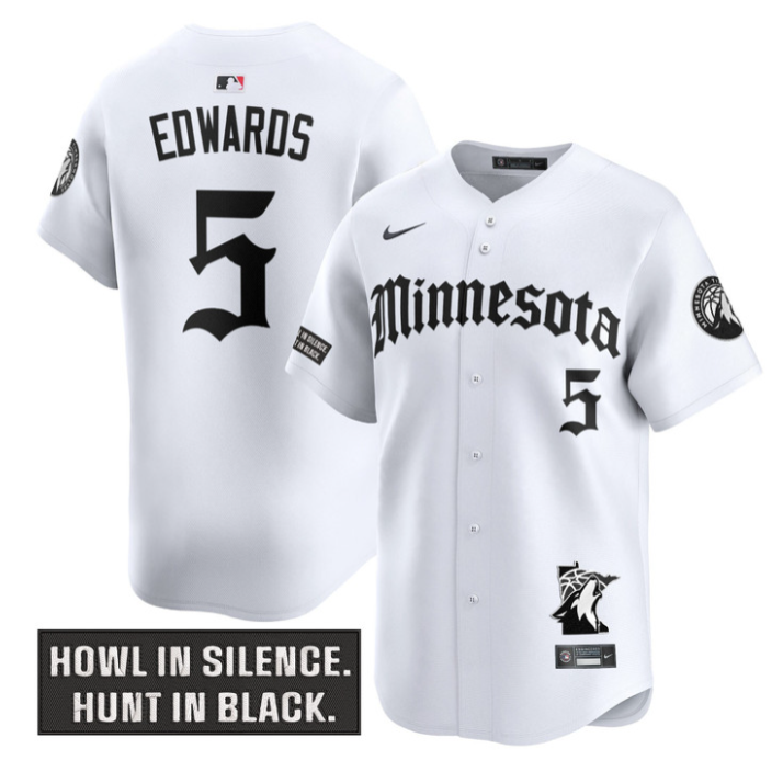 Anthony Edwards Jersey #5 Minnesota Timberwolves Gothic North Howl Edition White
