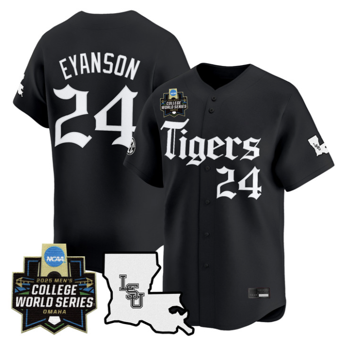 Anthony Eyanson Jersey #24 LSU Tigers 2025 World Series Gothic Geaux Black