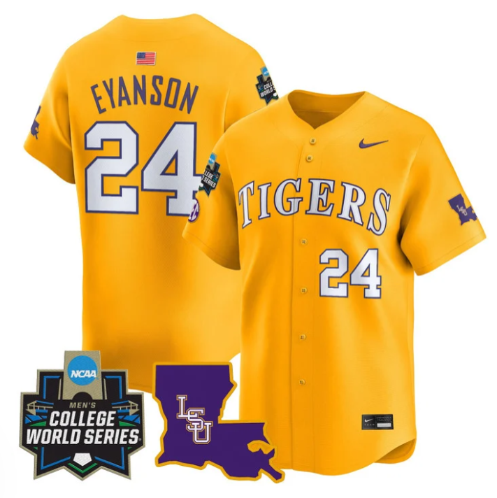 Anthony Eyanson Jersey #24 LSU Tigers 2025 World Series Stitched Gold