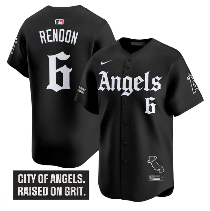 Anthony Rendon Jersey #6 Los Angeles Angels Gothic Halo Edition Stitched Black