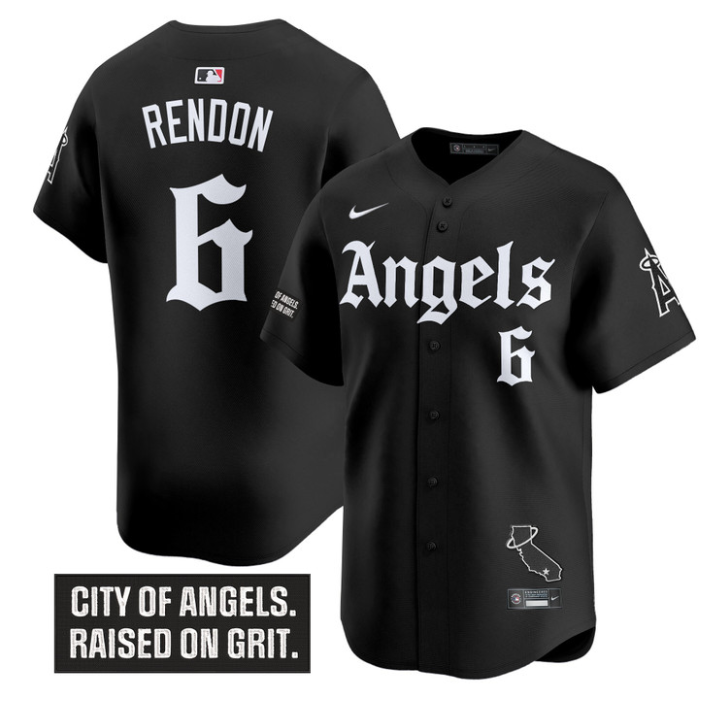 Anthony Rendon Jersey #6 Los Angeles Angels Gothic Halo Edition Stitched Black