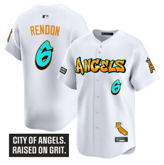 Anthony Rendon Jersey #6 Los Angeles Angels Graffiti Halo Drop Stitched White