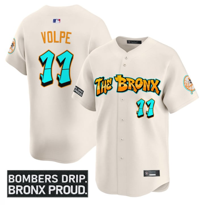 Anthony Volpe Jersey #11 Yankees Graffiti Bronx Bombers Edition Stitched Cream