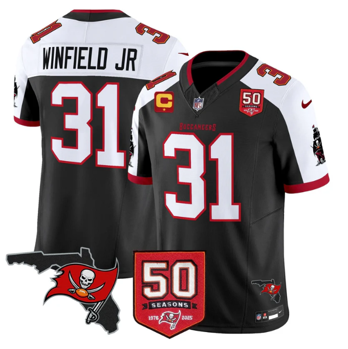 Antoine Winfield Jr Jersey #31 50 Seasons 1976-2025 Stitched Black Alter