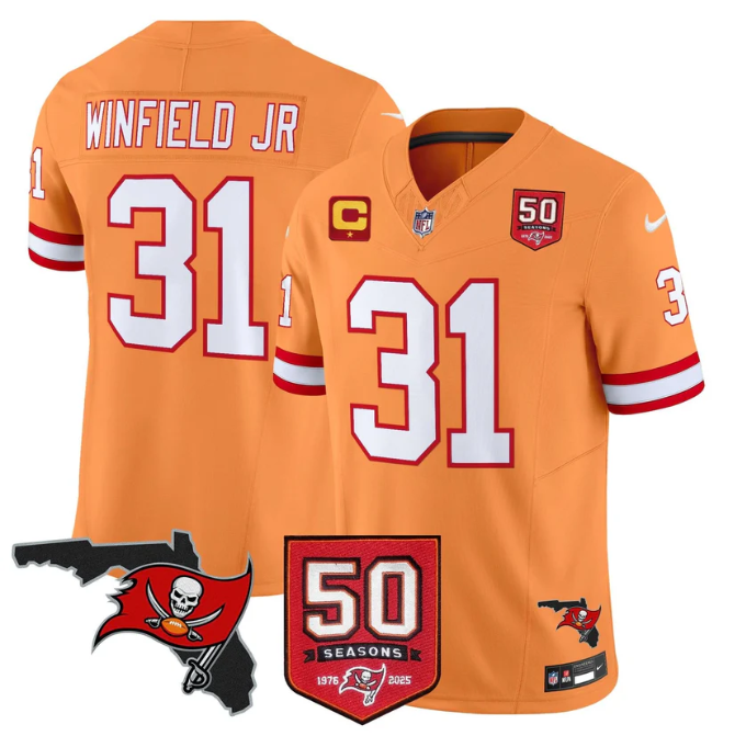 Antoine Winfield Jr Jersey #31 50 Seasons 1976-2025 Stitched Creamsicle