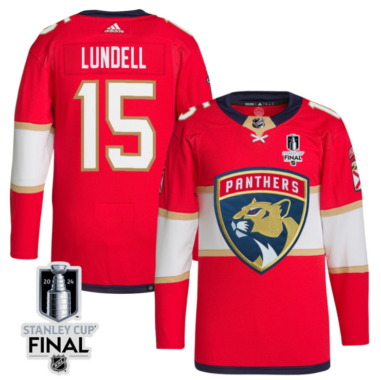 Anton Lundell 15 Florida Panthers 2024 STANLEY CUP Final Home Breakaway Jersey Men, Red