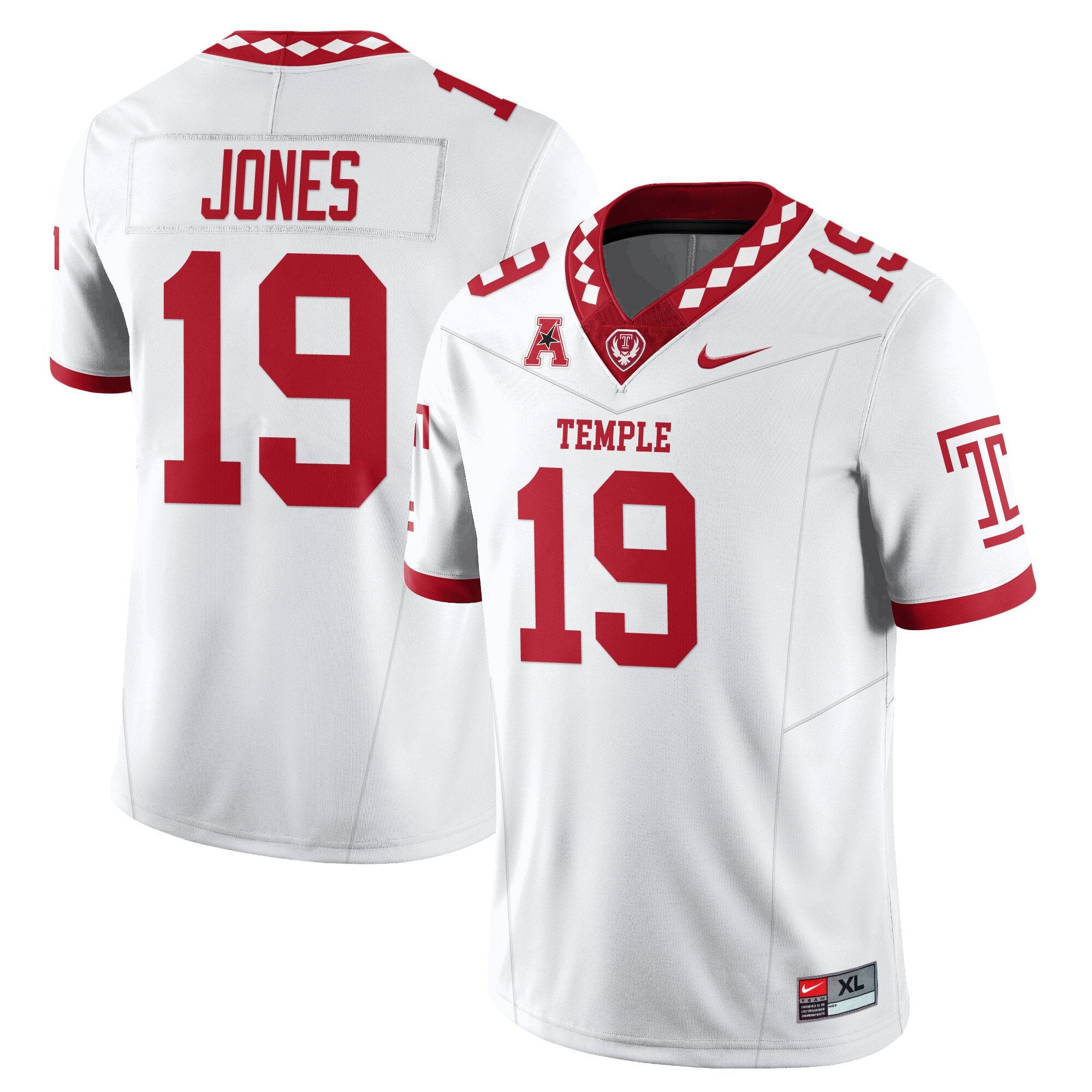 Antonio Jones Jersey #19 Temple Football 2025 Vapor Limited Stitched White
