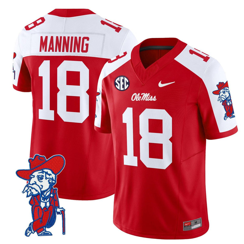 Archie Manning Jersey #18 Ole Miss Rebels 2025 Limited V2 Stitched Red Alternate