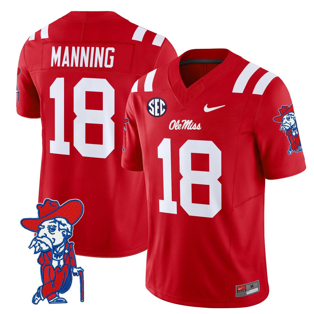 Archie Manning Jersey #18 Ole Miss Rebels 2025 Limited V2 Stitched Red