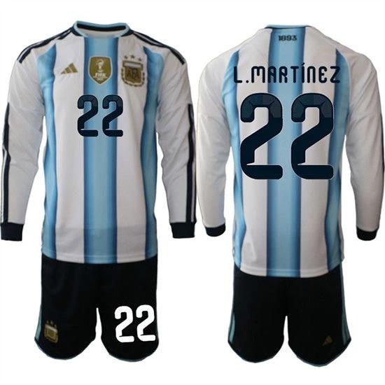 Argentina #22 L.MARTINEZ Jersey Long Sleeve National Team x World Cup 2026 Home White On Field Soccer