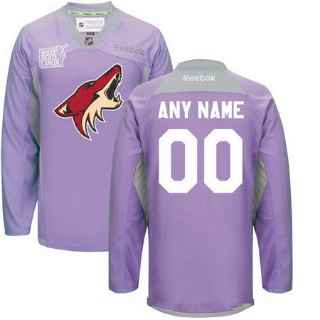 Arizona Coyotes Purple Pink Custom Reebok Hockey Fights Cancer Practice Jersey