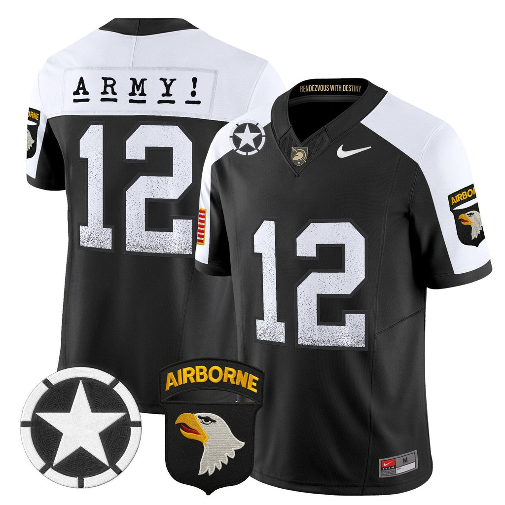 Army Jersey #12 Army Black Knights 2025 Screaming Eagles Stitched Black Alter