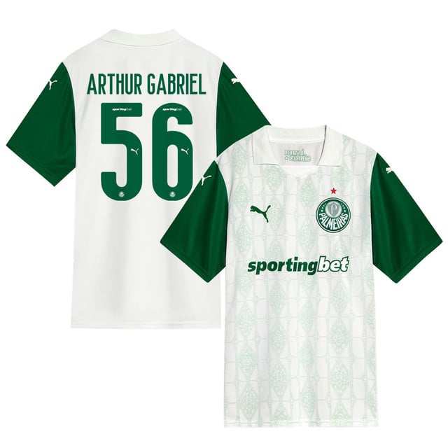 Arthur Gabriel #56 Palmeiras 2025-26 Away Match Jersey – White