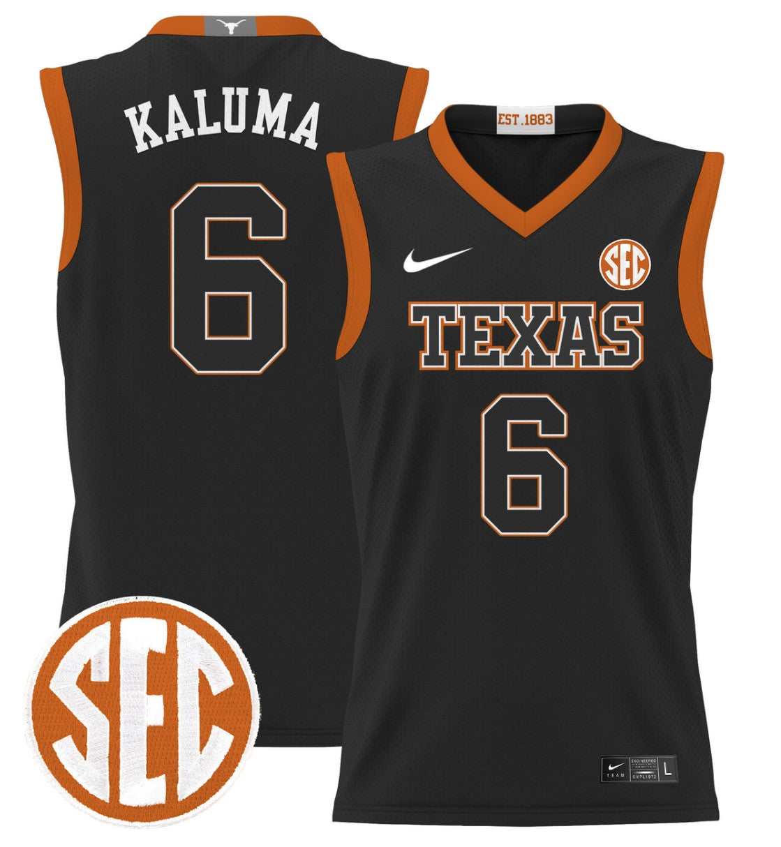 Arthur Kaluma Jersey #6 Texas Longhorns 2024 Lightweight Basketball Black