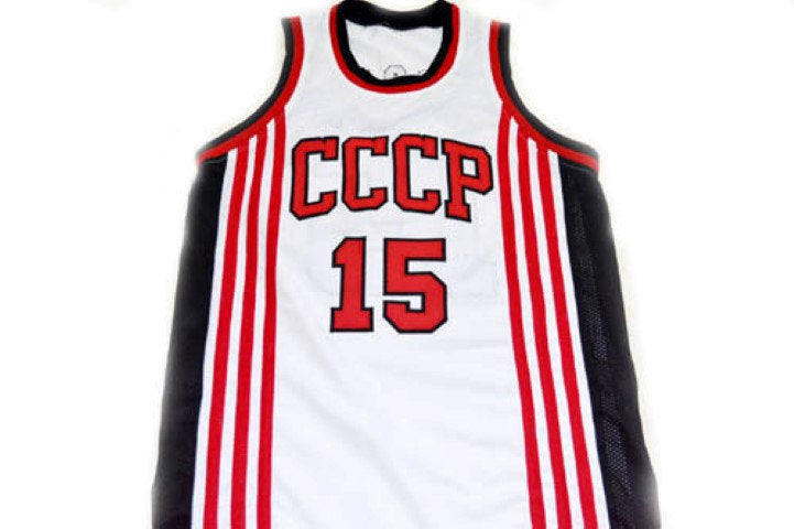 Arvydas Sabonis Jersey #15 CCCP Team Russia Basketball White Stitched