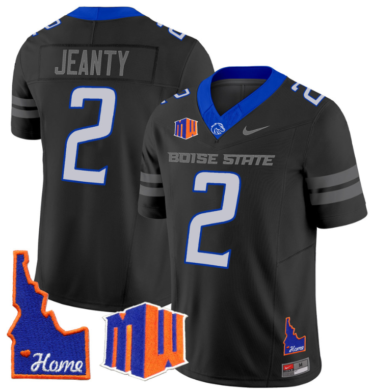 Ashton Jeanty Jersey #2 Boise State Broncos 2024 Home Patch Vapor Football Black
